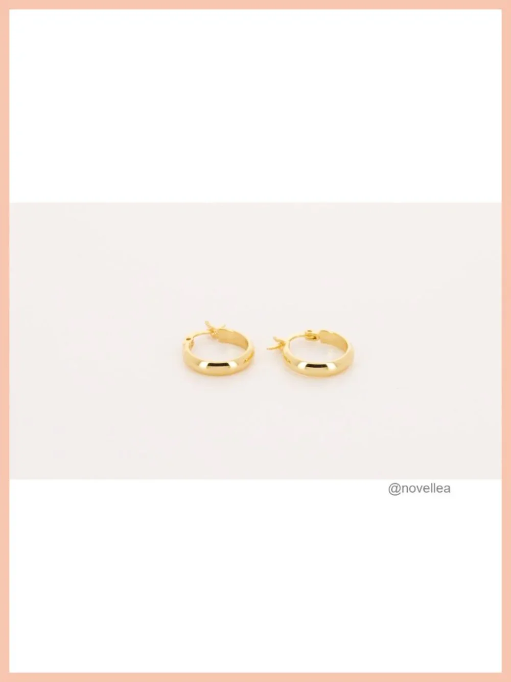 14K Gold Plated Polished Dome Hoop Earrings 15mm Lightweight Hypoallergenic